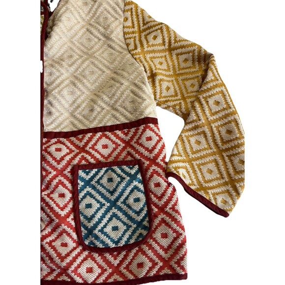 FRNCH Paris Multicolour Patchwork Diamond Quilted Jacket XS Boho Indie Retro - Picture 8 of 14